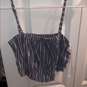 Blue and white striped crop - small